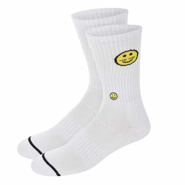 Smile White Crew Sock