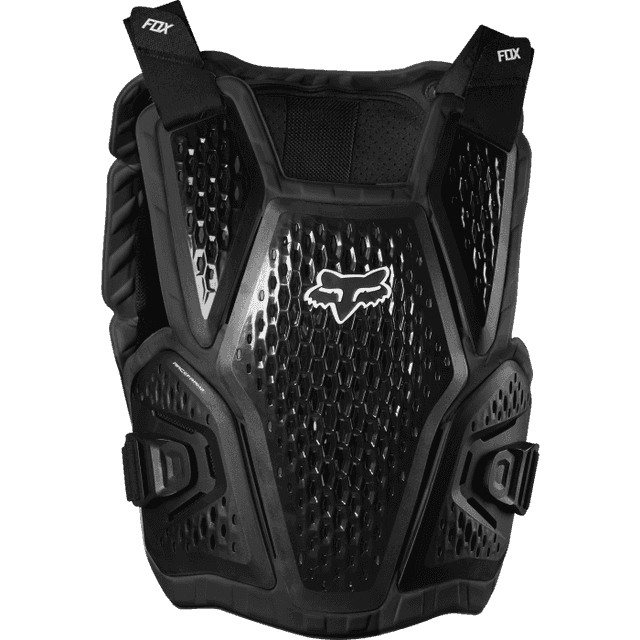 Youth wearing black Raceframe Impact CE Chest Guard for protection during racing sports