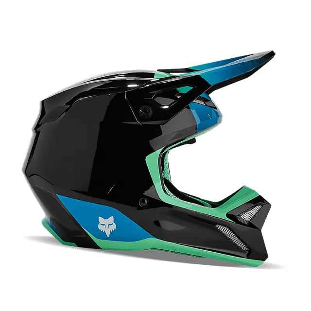 Youth V1 Ballast Helmet - Black/Blue Fox youth motocross helmet