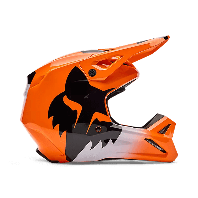 YTH V1 Shield Helmet - Fluorescent Orange Fox youth motocross helmet