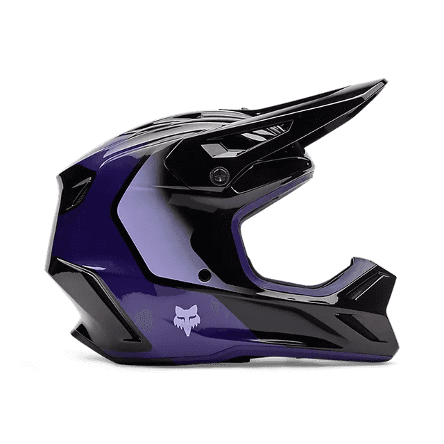 YTH V3 Spire Helmet - Black/Purple Fox youth motocross helmet