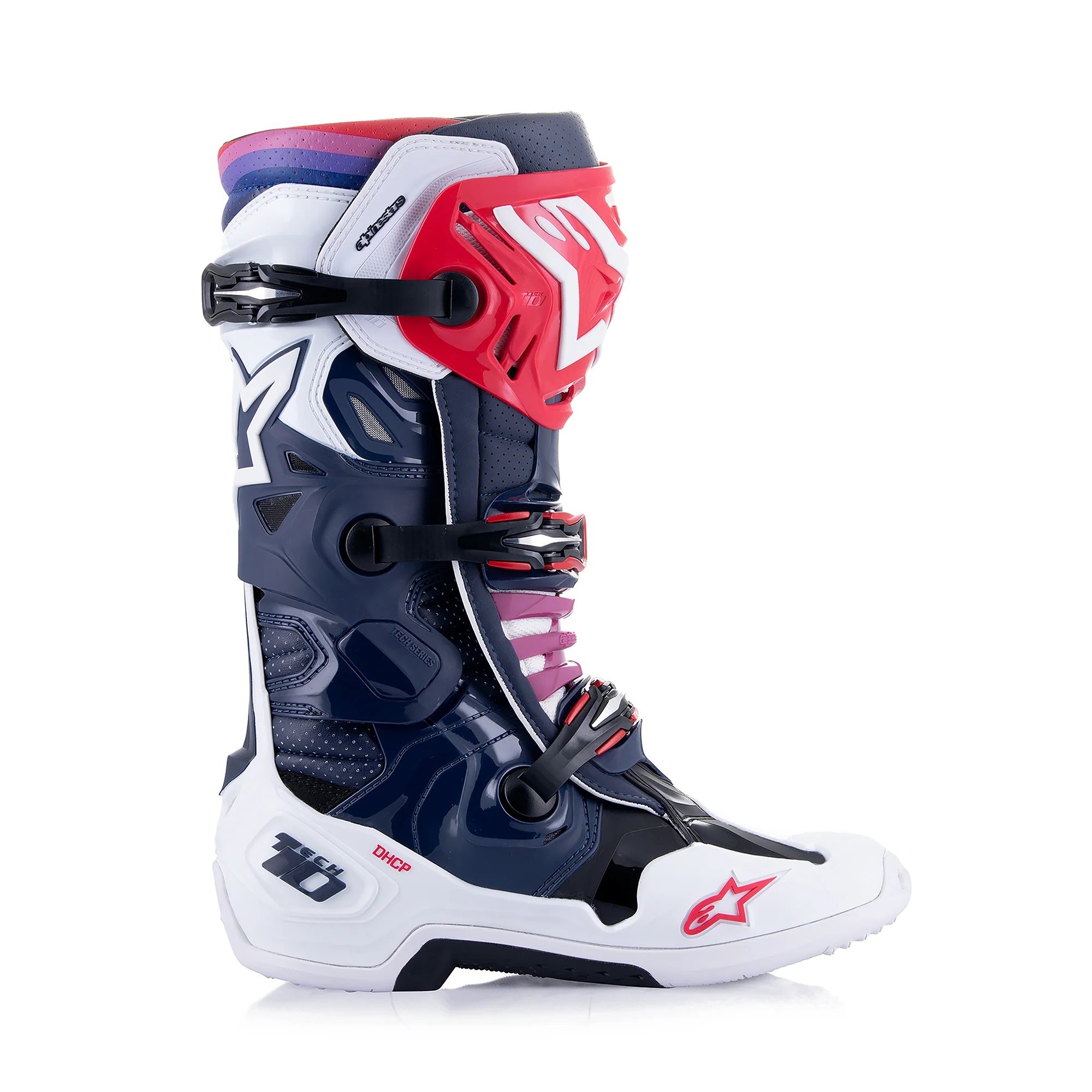 Alpinestars Tech 10 Supervented Motocross Boots - Night Navy/White/Rainbow image 2