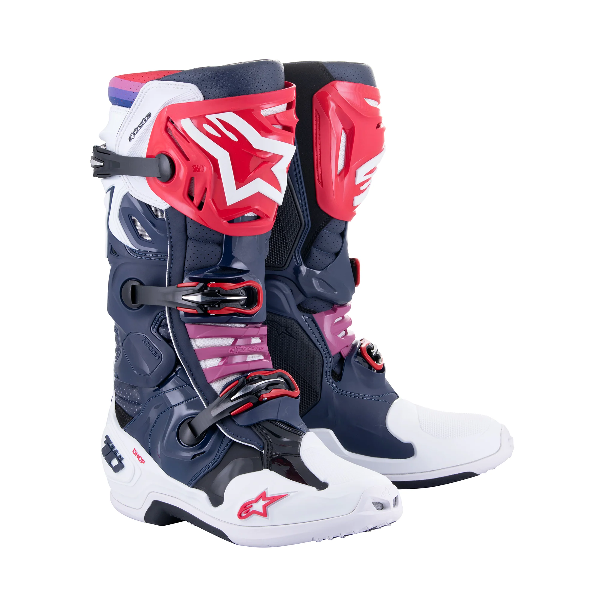 Alpinestars Tech 10 Supervented - Night Navy White Rainbow Boots Alpinestars motocross boots