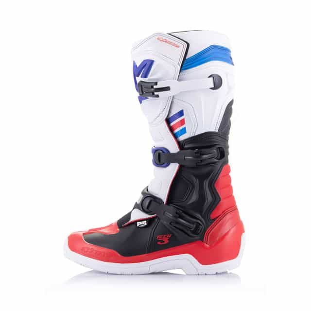 Alpinestars Tech 3 Motocross Boots - White/Bright Red/Dark Blue image 4