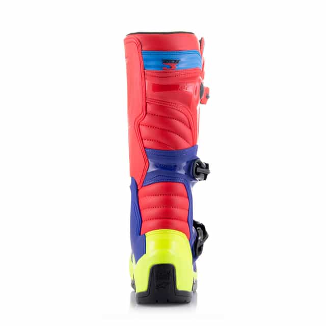 Alpinestars Tech 3 Motocross Boots - Bright Red/Dark Blue/Yellow/Fluorescent image 3