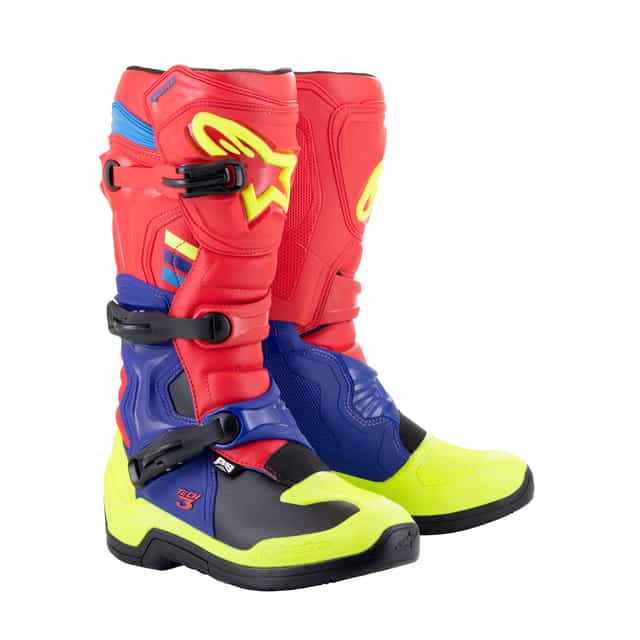 Alpinestars Tech 3 - Bright Red Dark Blue Yellow Fl Boots Alpinestars motocross boots