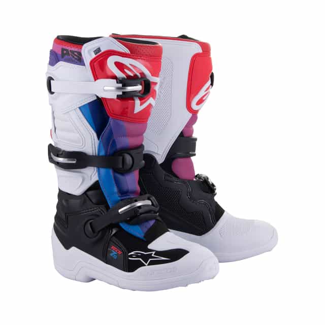 Alpinestars Tech 7S Youth - White Black Rainbow Boots Alpinestars youth motocross boots