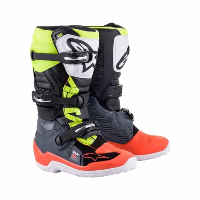 Alpinestars Tech 7S Youth - Dark Gray Red Fluo Yellow Fluo Boots Alpinestars youth motocross boots