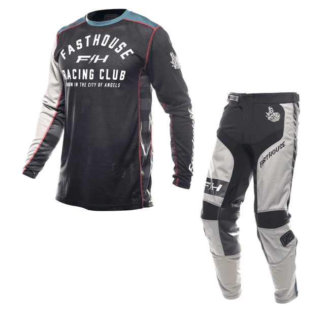 Grindhouse Air-Cooled Club Kit Combo - Black/Teal Fasthouse motocross kit combo