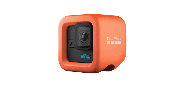 Floaty for HERO11 Black Mini in vibrant orange, designed for easy visibility and flotation in water, showcasing its ergonomic grip and durable material.