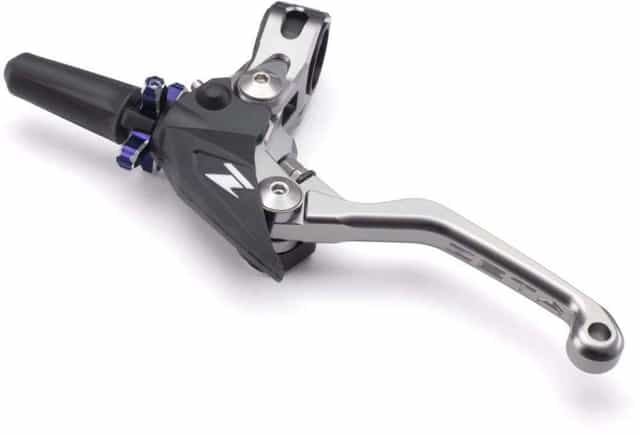 Complete Pivot clutch lever perch set with 3-finger design in titanium blue color.