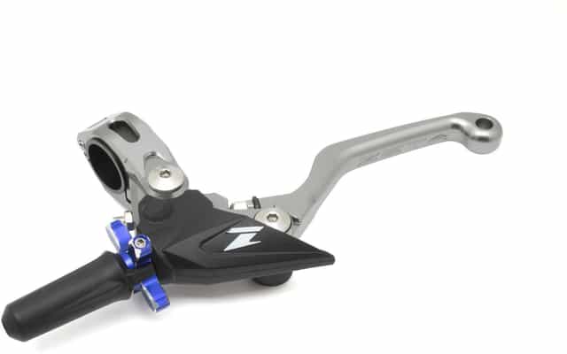 Forged Pivot clutch lever perch set featuring a 3-finger design in titanium finish, showcasing its durable construction and ergonomic grip.