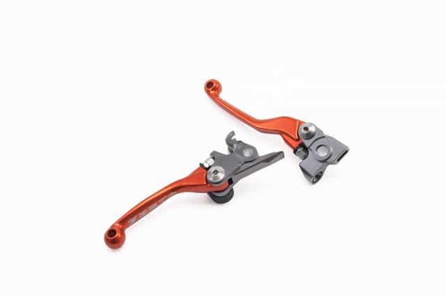 Pivot brake and clutch lever set for KTM SX 125/150 2014-2015 and EXC125 2014-2016, showcasing durable design and precision engineering.