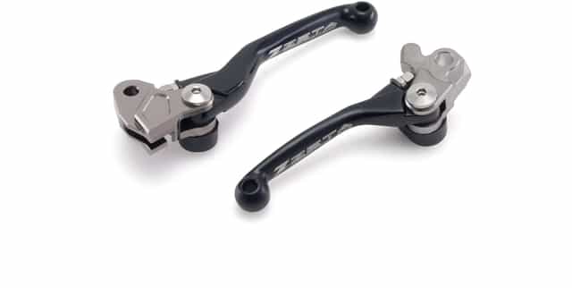 Pivot brake/clutch lever set for KX/KXF 2006-2012 and YZ/YZF 2001-2006 motorcycles, showcasing durable construction and ergonomic design.