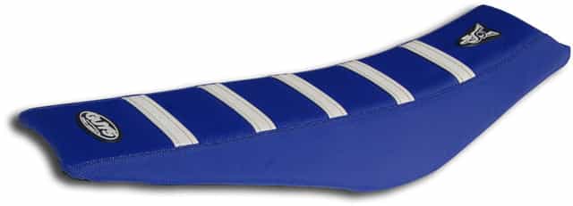 Ribbed Velcro cover in blue with white ribs designed for Yamaha YZ125 and YZ250 models from 2022 to 2024.