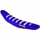Seat cover in white ribbed design with blue top and sides for YZ250F 2023-2024 and 450F 2023-2025 models.