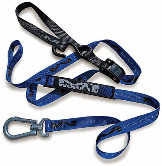 M1.0 Worx Tie Down Set featuring durable straps and secure hooks for safe cargo transportation.