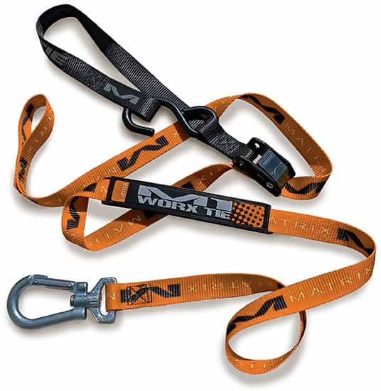 M1.0 Worx Tie Down Set featuring durable straps and secure buckles for safe transportation of cargo.