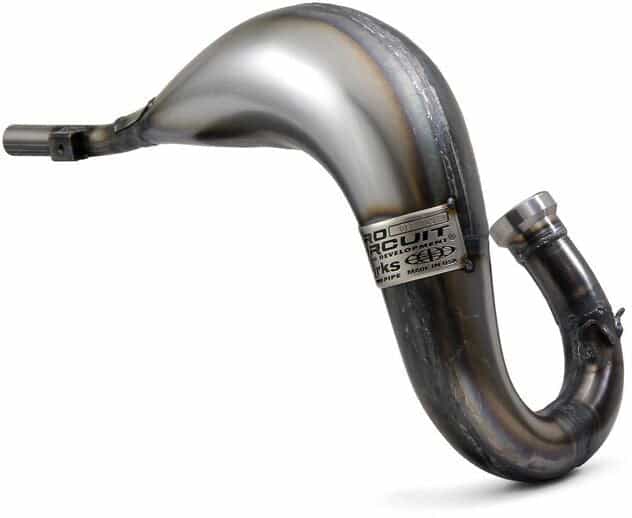 Works Finish pipe for KTM SX65 24, Husky TC65 24, and GG MC65 24 motorcycles, showcasing its sleek design and high-performance features.