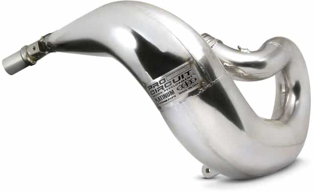 Platinum pipe for KTM SX250 300 models 2011-2016 and Husqvarna TC250 300 models 2014-2016, showcasing high-performance design and durability.