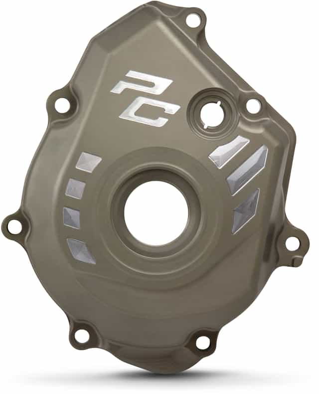 Billet Ignition Cover for Kawasaki KX250 2021-2023 in sleek aluminum finish